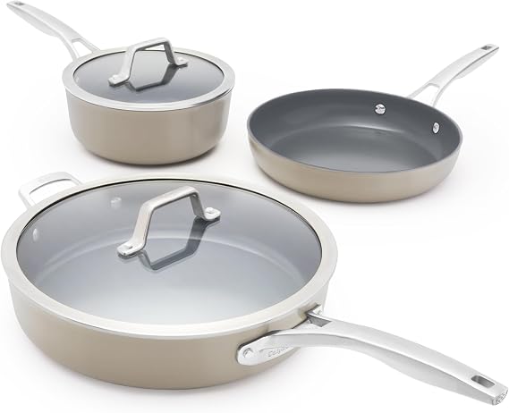 Calphalon® Premier Ceramic Nonstick 5-Piece Cookware Set, Mushroom Grey