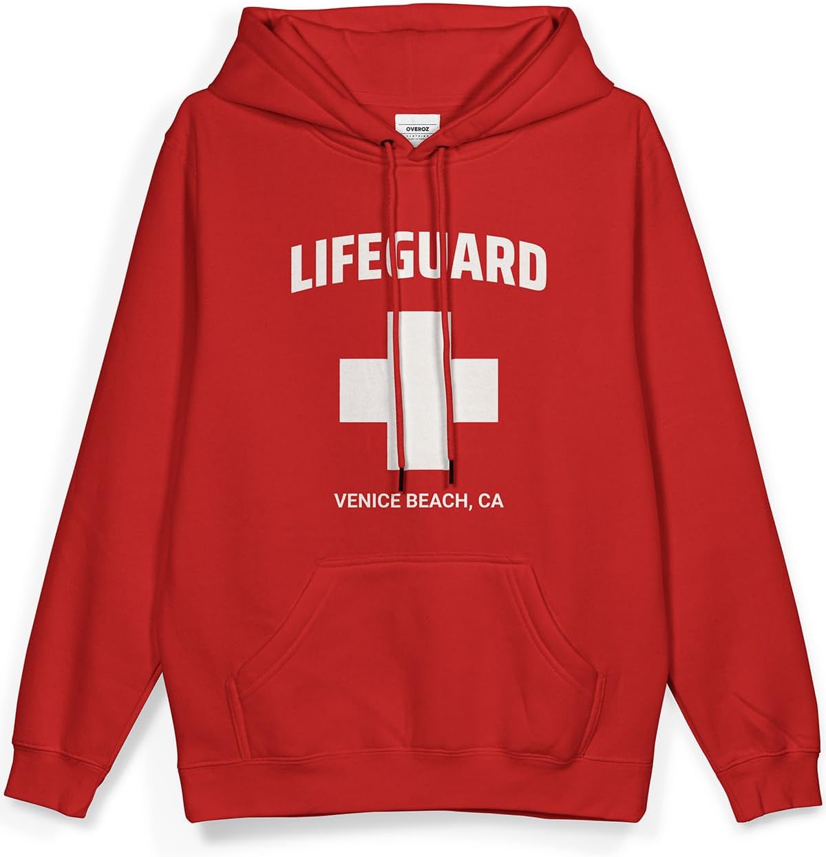 Lifeguard Baskılı Kapüşonlu Yarı Oversize Sweatshirt Hoodie, M, H1410, Kırmızı, üniseks-yetişkin