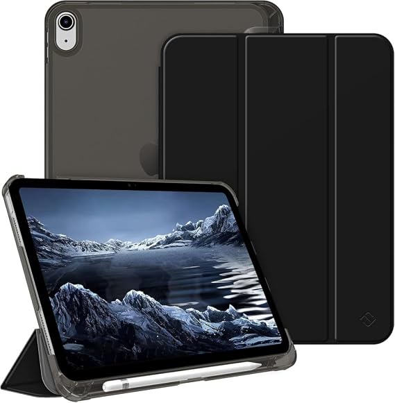 UnDePlus iPad 11.Nesil A16 11inç/10.Nesil 10.9inç ile uyumlu Kılıf Flip Cover Kalem Bölmeli PC Case Siyah