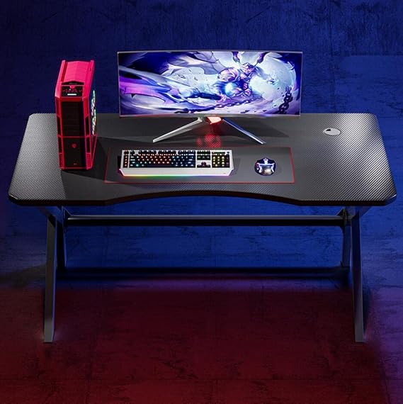 Bestier K Shaped Gaming Desk, Computer Desk, Home Office, PC Laptop, Workstation, Gaming Computer Desk - Stable Metal and Wood Computer Desk - For Gaming and Office, Large 100cm