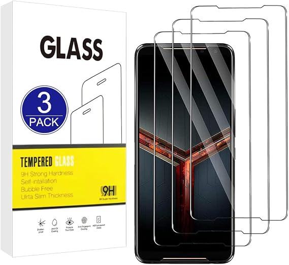 [3 Pack Compatible with Asus ROG Phone 2 Screen Protector,2.5D Protect Film[9H Hardness,Case Friendly,Shatter-proof] Tempered Glass Film
