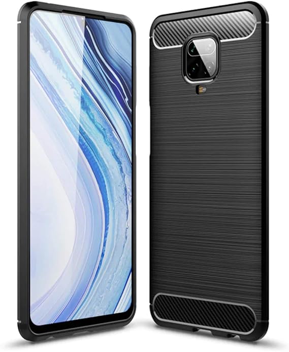 Microcase Xiaomi Redmi Note 9S Brushed Carbon Fiber Silikon Kılıf- Siyah