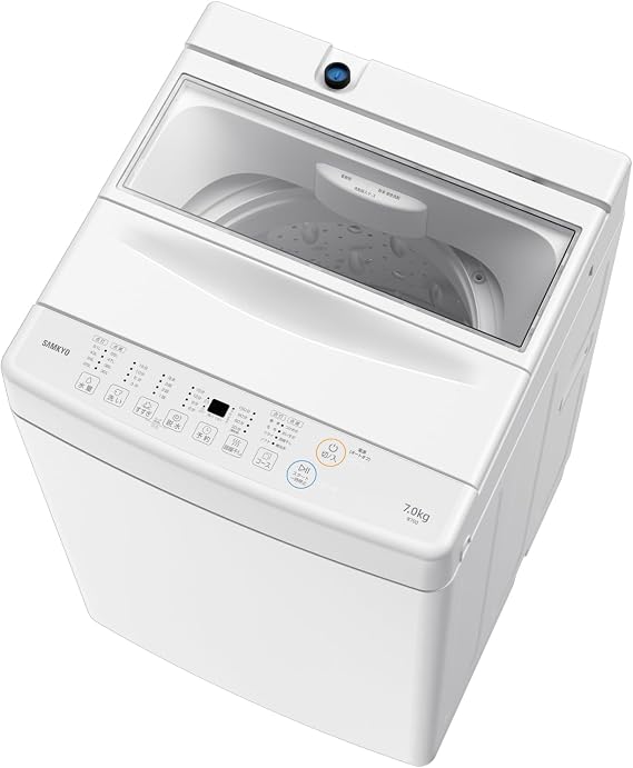SAMKYO B700 Washing Machine, 15.4 lbs 7 kg, Living Alone, Fully Automatic, Width 20.1 inches 51 cm, Minimum 10 Minutes, Clear Glass Door, Tank Cleaning, Room Drying, Compact, Slim, Reservation Function, For 1 - 4 People, Quiet, White