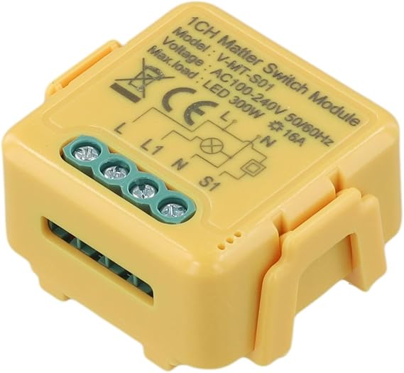 Smart Switch, Tapo-Smart Switch, 16A Matter Smart Relay Switch For Tuya App, Local Network Control, Works With Apple-Home/SmartThings/Googl-Nest, ABS(1 way)
