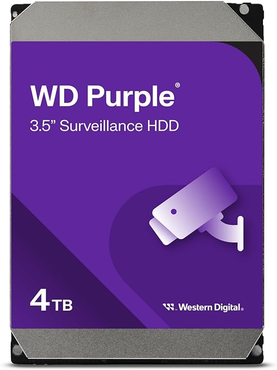 Western Digital Purple 4TB Surveillance 3.5 Inch SATA 6 Gb/s Hard Disk Drive with Allframe 4K Technology - 180TB/yr, 64MB Cache, 5400rpm - WD40PURZ