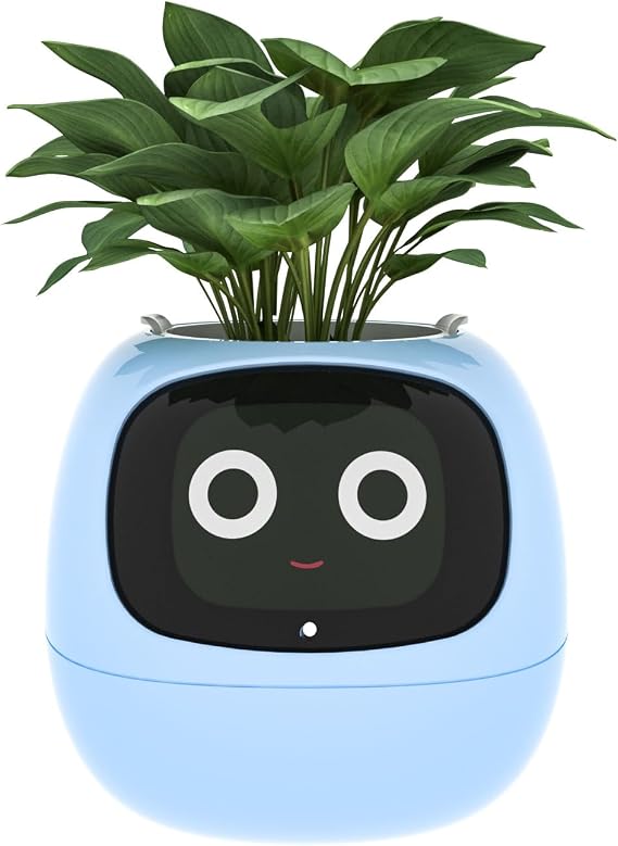 AMPULLA Ivy - Smart Flowerpots, Endless Fun Over 70 Rich Expressions, 7 Smart sensors, and AI Chips Make Raising Plants Easy and Fun. (Blue)