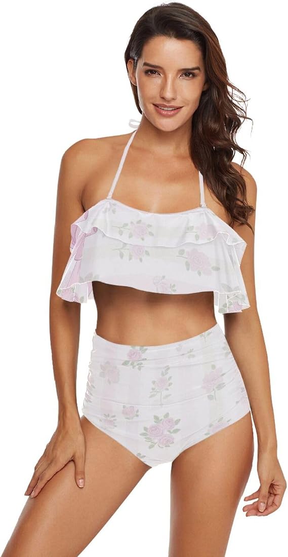 GuoChe 2 Piecing Bathing Suit Adjustable Straps Soft Stretchy Fabric Summer Beach Swimwear