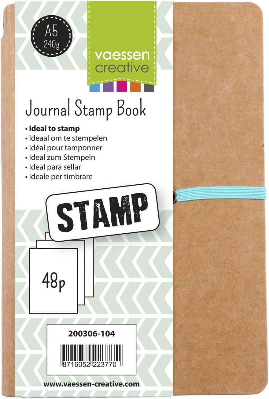 Vaessen Creative Stamp Journal Art Notebook with 48 Pages for Daily Stamps or Craft Projects Brown