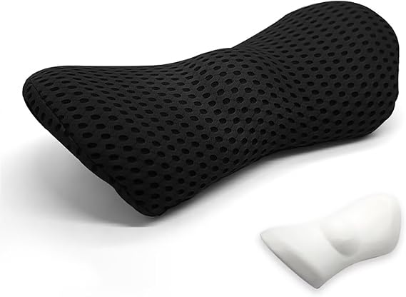 Lumbar Support Pillow for Lower Back Pain Relief, Thick Memory Foam Back Support Cushion for Sleeping Bed Office Chair, Car Seat, Comfortable Back Wedge Pillow for Traveling, Resting(Black)