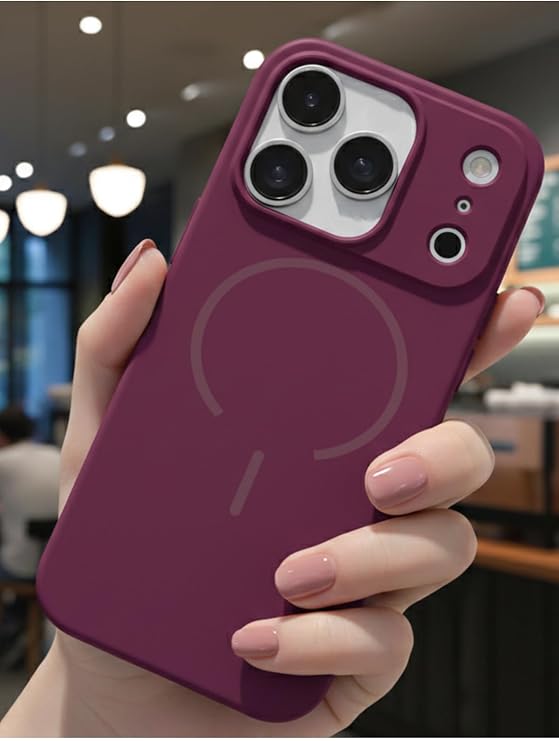 CONSTRAIN Apple iPhone 18 Pro ve iPhone 17 Pro İçin Kamera Korumalı Mat Yüzeyli Sert Silikon MagSafe İle Uyumlu Telefon Kılıfı Arka Kapak - Mürdüm