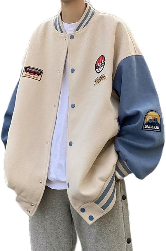 TOXI Extra-Large Size Jacket For Men Korean Oversize Hip Hop Baseball Uniform Hong Kong Style Casual All-Match Cool Punk Jacket-Apricot,L