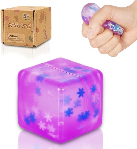 Squeeze Toys Squishy Cubes Snowflake Stress Ball, Soft Sensory Squeeze Cube for Autism Stress Relief, Durable Squishy Toy for Adults and Boys & Girls Age 3+ (1.97in)