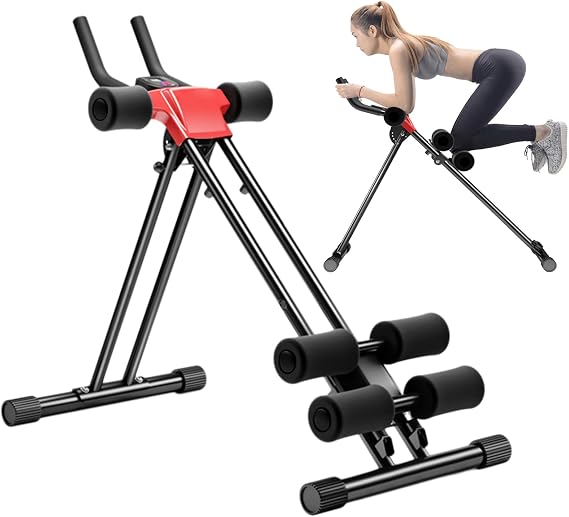 Ab Machine, Abs Workout Equipment, Adjustable Ab Trainer Machine for Abs Workout at Home Gym, Foldable, Knee Protection, Strength Training Exercise Equipment for Body Shaping
