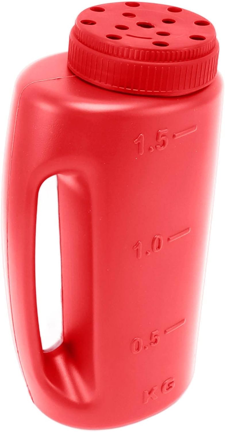 Handheld Grass Seed Spreader, Crop Salt Fertilizer Shaker for Lawn Seeds, Calcium, Deicer, Snow, Ideal for Lawn Care Red