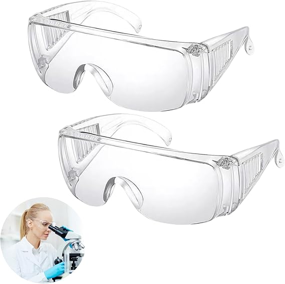 2 Pcs Protective Glasses, Safety Glasses, Transparent Safety Goggles, Protective Goggles Anti Splash Anti Scratch And Dust Proof Suitable For Construction Outdoor Laboratory Chemistry Class