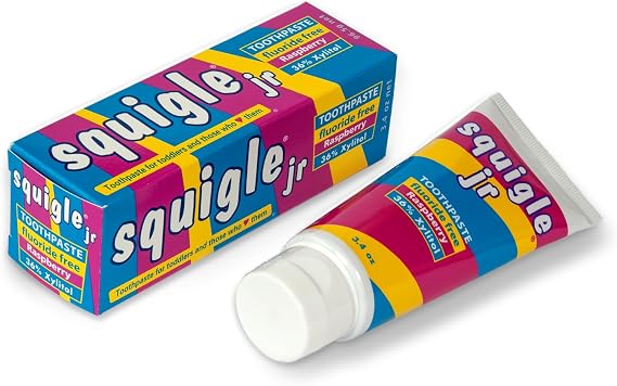 Squigle Jr Kids 36% Xylitol Toothpaste, Fluoride-Free, Raspberry Flavour
