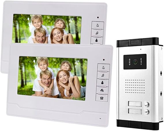 RFID Access Control Intercom System Kit Wired 7"Inch Monitor Video Intercom Door Phone Doorbell System for Home/Apartment (2 Indoor Monitor 1 outdoor camera)