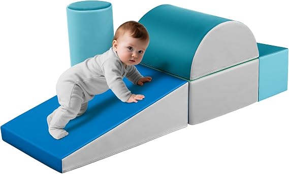 Wilwolfer Indoor Soft Play Equipment for Toddlers: 5 PCS PU Leather Baby Soft Play Set for Climbing and Crawling - Foam Blocks Toys Cylinder Set for Kids Motor Development