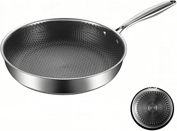 MYJYG HexClad Hybrid Non-Stick 5.5 Quart Deep Saute Pan with Tempered Glass Lid, Cold Handle Dishwasher Safe, Oven Safe up to 1000 F, Induction Safe for All Countertops 11" Deep Single Pan
