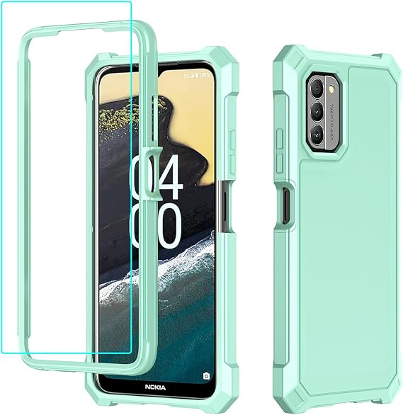 Nokia C300 ケース/Nokia G100 ケース スクリーンプロテクター付き、Nokia C300 電話ケース フロントバック フルボディ 高耐久 保護、Nokia G100 スマホケース つや消しポリカーボネートバック ソフトTPU 耐衝撃カバー グリーン