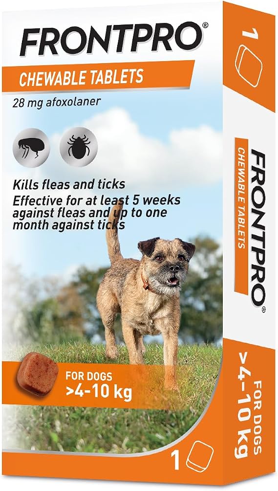 FRONTPRO Chewable Tablets Flea & Tick Treatment for Dogs (4-10kg) 1 Tablet Pack