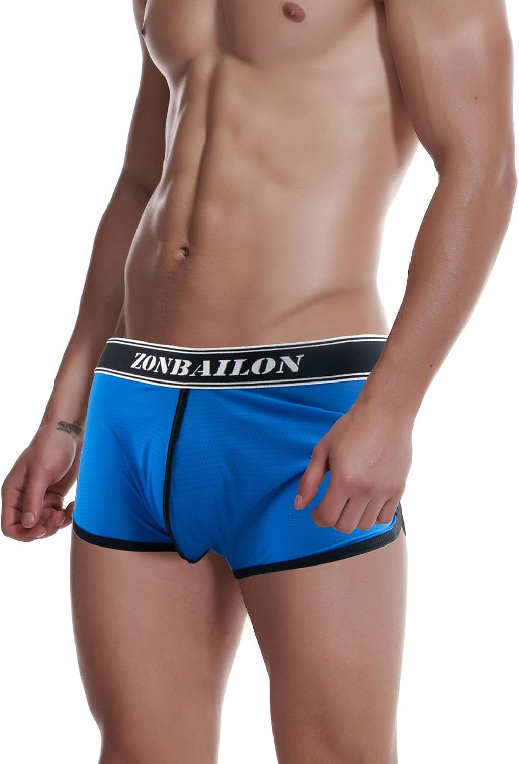 ZONBAILON Men’s Sexy Bulge Enhancing Ball Pouch Boxer Briefs Male Athletic Mesh Breathable Stretchy Boxers Underwear 3Packs