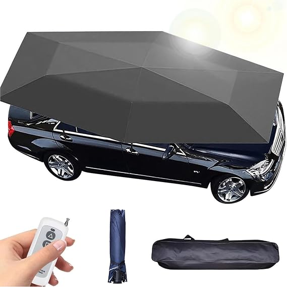 Universal Automatic Car Umbrella, Movable Roof Car Cover, Car Shelter Sunshade with Remote Control for Anti-Snow/Frost/Hail Protection Black-4.6m