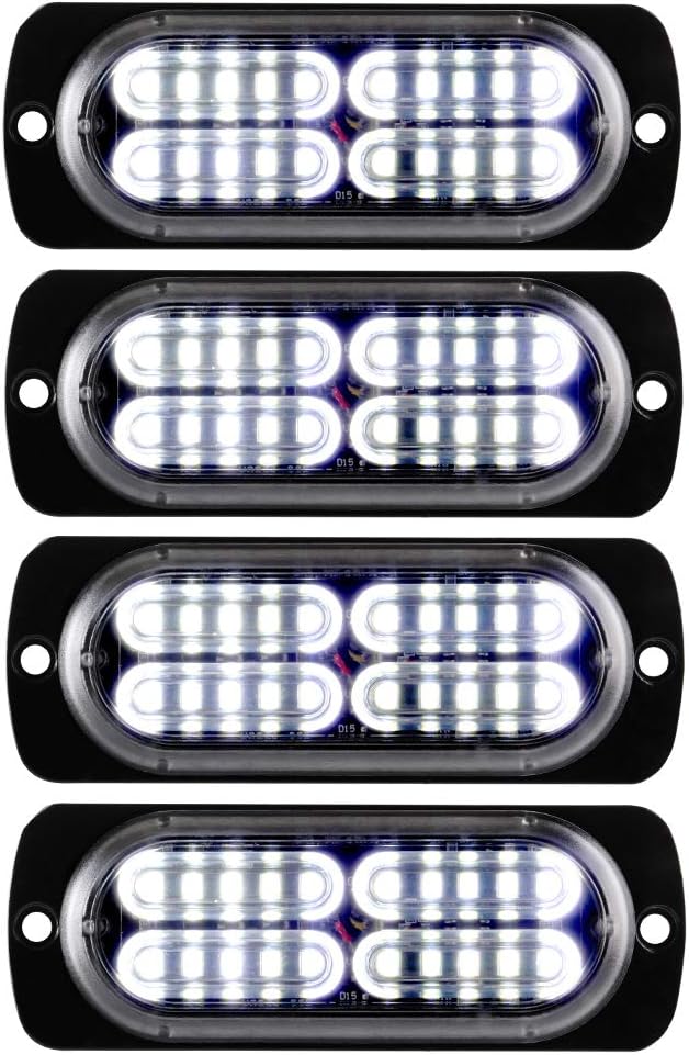 12-24V 20-LED Super Bright Emergency Strobe Warning Caution Hazard Construction Waterproof Flashing Strobe LED Light Bar Surface Mount for Car Truck SUV Van (White)