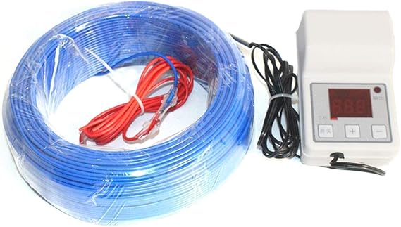Temperature Controllers 温室植物水族館暖房ケーブル+温度コントローラー繁殖ウォームワイヤーサーモスタット床下暖房の土壌エアホットライン for Dogs and Cats Indoor Warming Color : 100m air heat cable