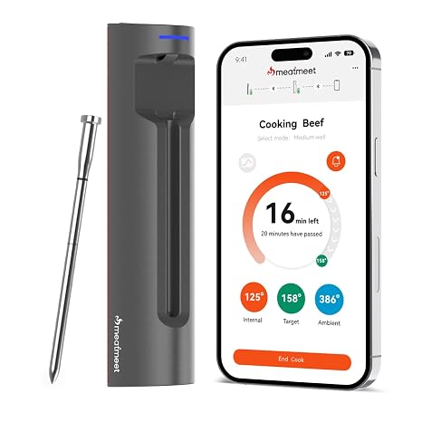 S Pro Wireless Bluetooth Meat Thermometer Probe, 6 Sensors Build in