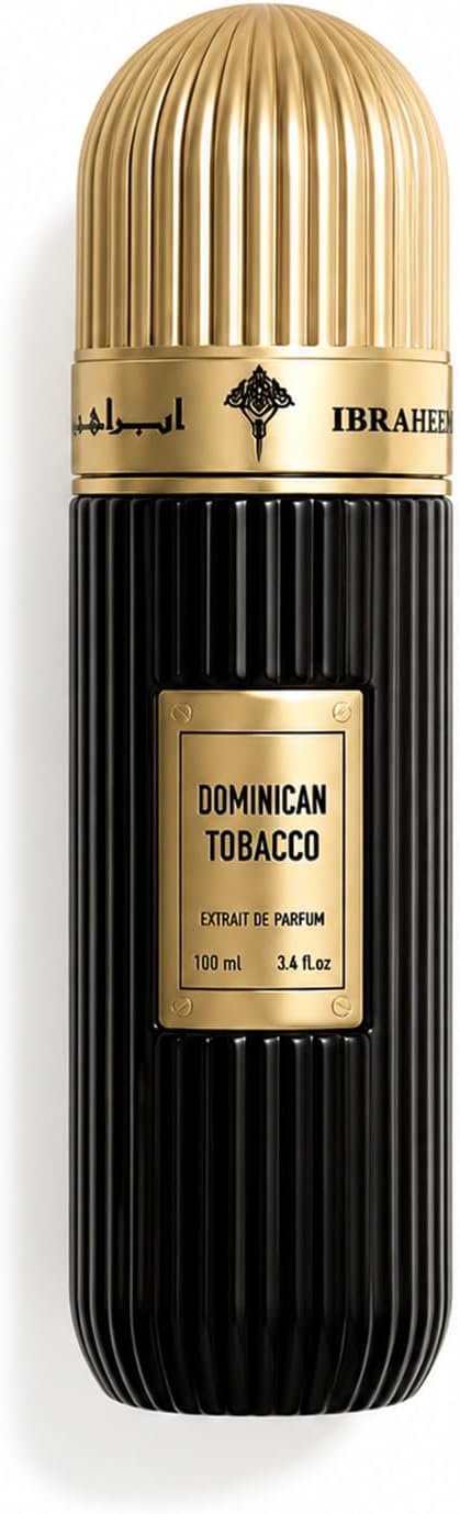 Luxury 100ml Extrait de Parfum, Warm Tobacco Inspired Fragrance with Woody Aromatic Notes, Elegant Gold Detail Bottle for Everyday Wear, Evenings and Special Events (Dominican)