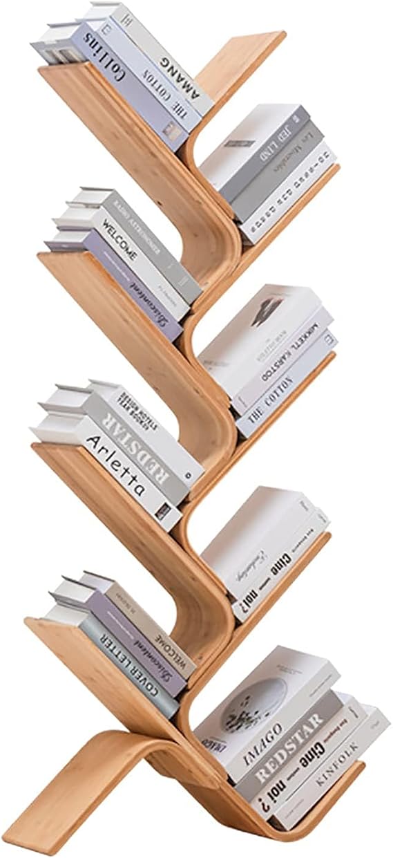 Tree Bookshelf,8-Shelf Tree Bookcase Wood Bookshelves,Floor Standing Tree Bookcase for Living Room Home Office
