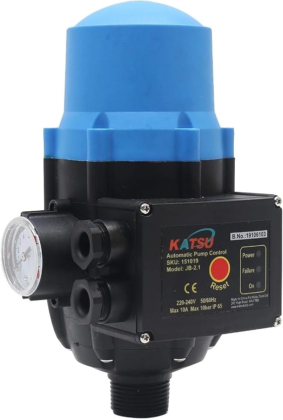 KATSU Automatic Water Pump Pressure Control Switch, Electronic Adjustable Upper and Lower Pressure Controller, for Vortex and Garden Pumps, Clean Water Pump