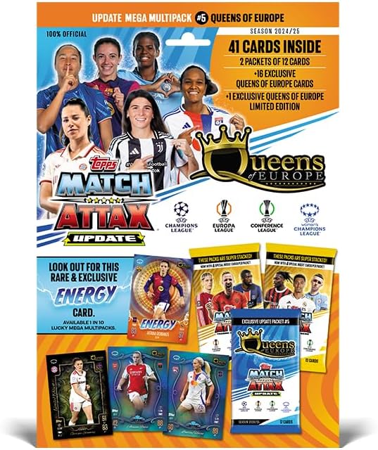 Topps Match Attax 24/25 - Update Mega Multipack #5 - Queens of Europe! 41 Cards Including 16 Queens of Europe Cards and Exclusive Georgia Stanway LE