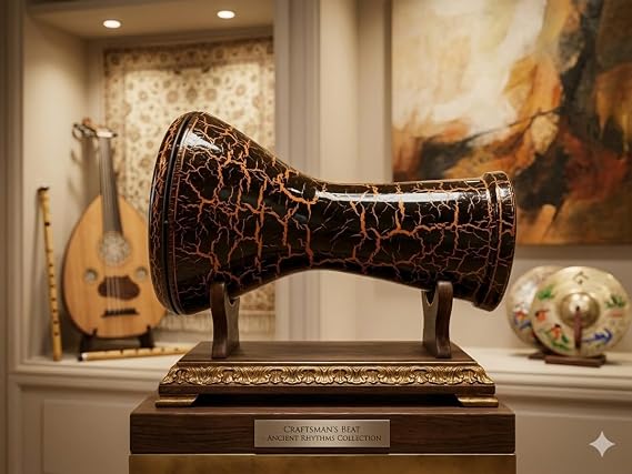 Vatan Darbuka 5 Numara, Turuncu Çatlak Desenli Darbuka 22cm Çap