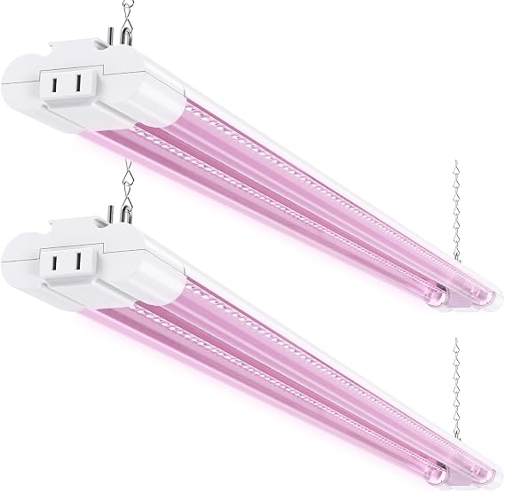 Sunco 3フィートグローライトLED、30W、フルスペクトル、シード開始、苗、屋内植物、プラグイン吊り下げ器具、リンク最大4個、インラインスイッチ、UL/ETL 2個パック。