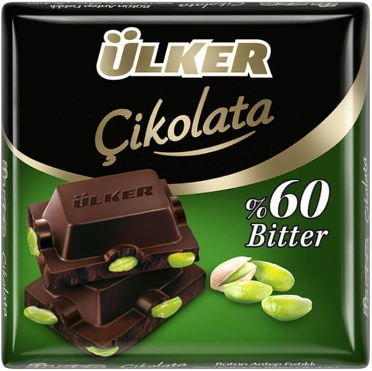 Ülker%60 Kakaolu Bitter Antep Fıstıklı Kare Çikolata 65Grx6 Adet