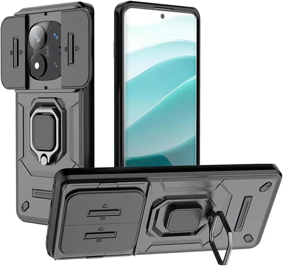 Microcase Xiaomi Redmi Note 15 Pro Plus 5G ile Uyumlu Kamera Kapaklı Manyetik Mıknatıslı Yüzük Standlı Kılıf-AL5128