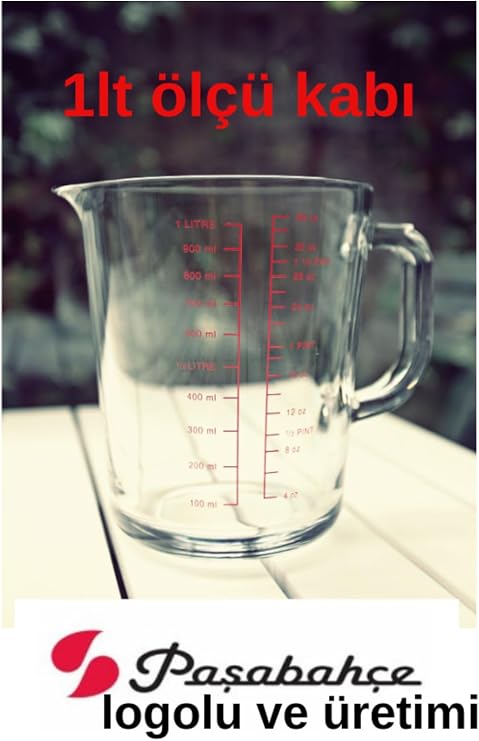 Paşabahçe Mason Cash Desenli Cam Ölçü Kabı, 1000 ml, Şeffaf