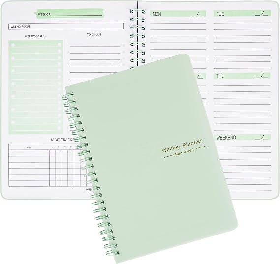 Weekly Planner Notebook A5, Undated To Do List Notebook Diary 52 Weeks