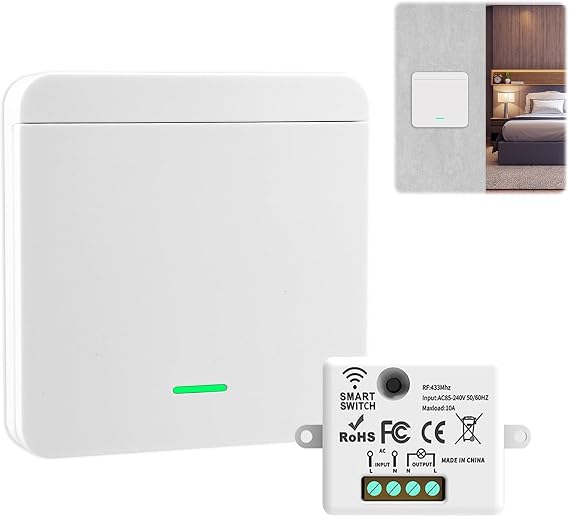 Wireless Light Switch Kit 1 Switches 1 Receiver No Wiring Needed no WiFi