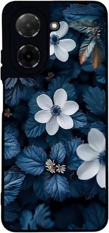 Xiaomi Redmi A5 ile Uyumlu Siyah Kılıf, Çiçek Desenli, Yumuşak Silikon, Koruyucu, Şok Emici Kapak