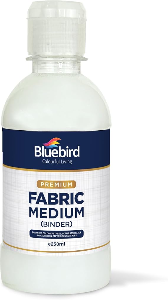 BLUEBIRD Fabric Medium - Textile Medium for Fabric Painting, Prevents Flaking, Ideal for Clothes, Accessories, and More (8.5 Fl Oz / 250 ML)