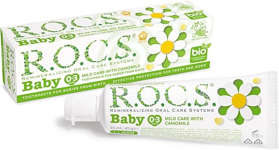 R.O.C.S. Baby 0-3 Yaş Papatya Özlü Florürsüz Bebek Diş Macunu (1 x 45 g)