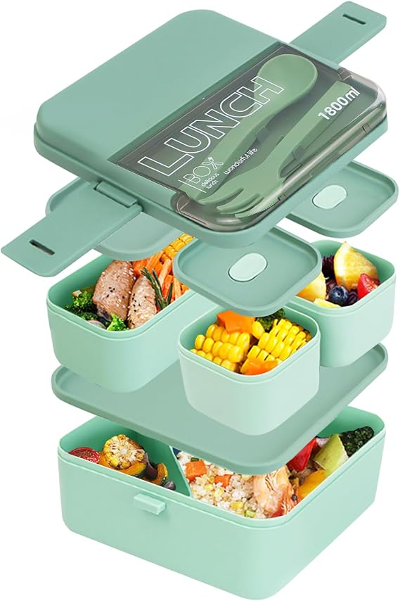 1800ml Lunch Box, 2 Layer 5 Compartments Bento Box