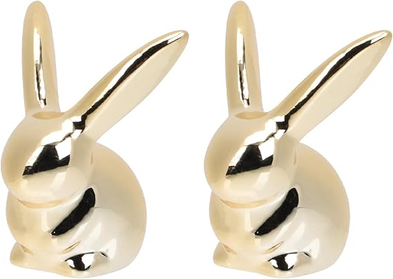 Alipis Ceramic Easter Rabbit Decorations 2Pcs Figurines Mini Animal Sculptures for Tabletop Home and Holiday Display
