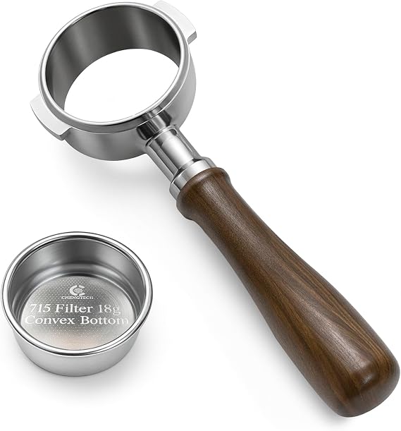 STAINLESS STEEL BOTTOMLESS FILTERHOLDER 58MM 2 Ears Fits for E61 Group Head machines, Precision Filter Basket Included, La marzocco/ASCASO/EXPOBAR/WEGA/Fiamma/BFC/ECM/RST/VIBIEMME