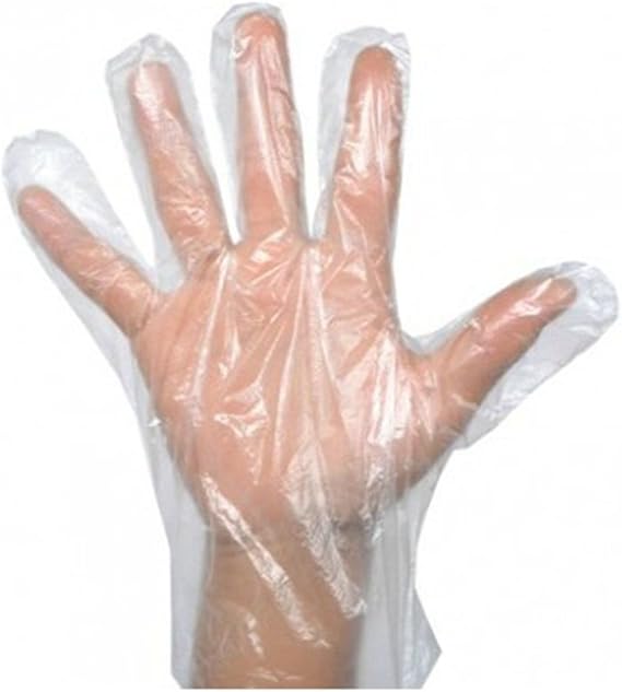 CrazyGadget 1000 x Large Clear Disposable Plastic Polythene PE Gloves Cleaning Prepare Food Decorating