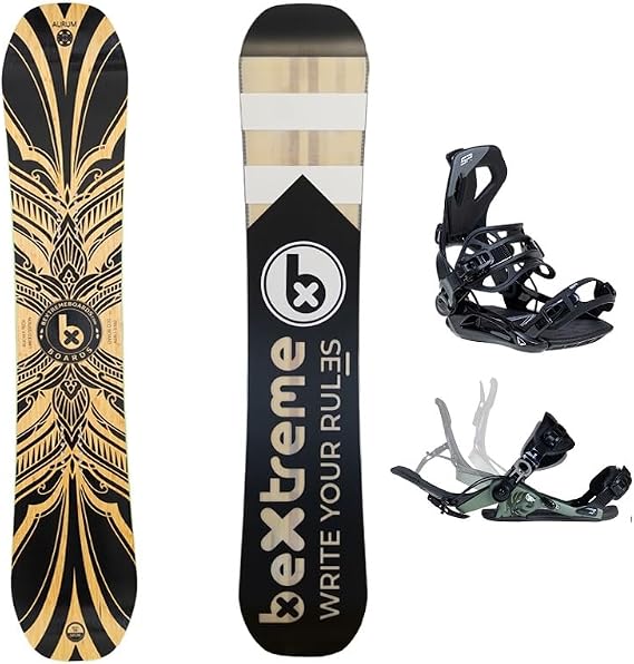 Aurum Freestyle Snowboard Pack with SP Private Bindings. Snow Wide for Men and Women Made with Bambu, Beech and Poplar (Bindings SP 42.5-44.5 EU, 157 cm)
