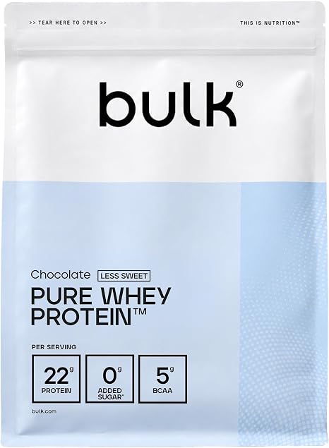Bulk Pure Whey Protein Powder Less Sweet Chocolate 22 g Protein and 5 g BCAAs per Serving Whey Concentrate Shake Low Sugar Supports Muscle Building and Recovery Good Solubility 5 kg